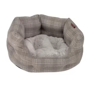 Zoon Grey Plaid Small Oval Bed