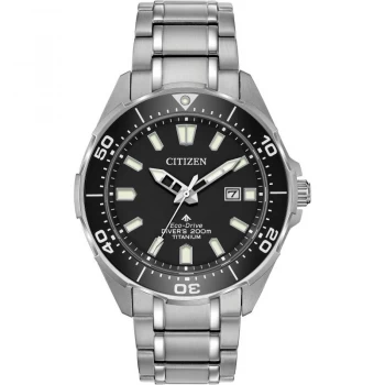 Citizen Black And Silver 'Titanium Promaster Diver' Titanium Eco-Drive Watch - BN0200-56E