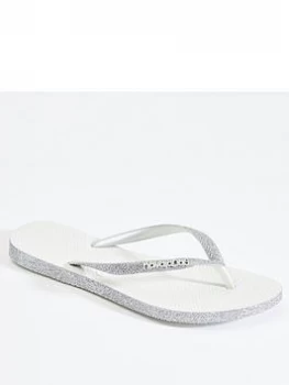 Havaianas Slim Sparkle Flip Flop - White, Size 5, Women