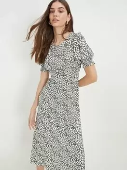 Dorothy Perkins Ditsy Shirred Cuff Midi Dress - Multi, Size 16, Women