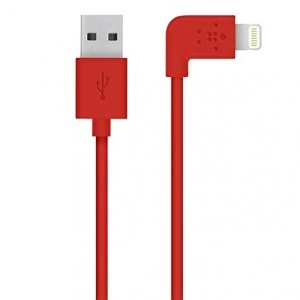 Belkin 90 Angled 2.4amp Lightning Sync and Charge Cable Compatible With Apple iPhone 5ipad Miniipad 4 In Red 1.2m