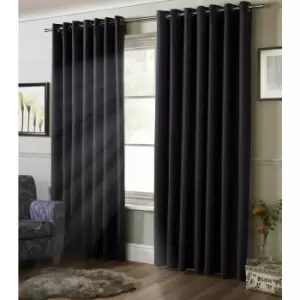 Alan Symonds Blackout Curtains Eyelet Ring Top, Polyester, Charcoal, 90 x 72 - Charcoal