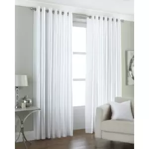 Riva Home Fiji Faux Silk Ringtop Curtains (66x54 (168x137cm)) (White)