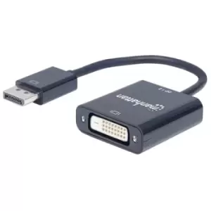 Manhattan DisplayPort 1.2a to DVI-D 24+1 Adapter Cable 1080p@60Hz 23cm Male to Female Active Equivalent to Startech DP2DVIS Compatible with DVD-D Blac