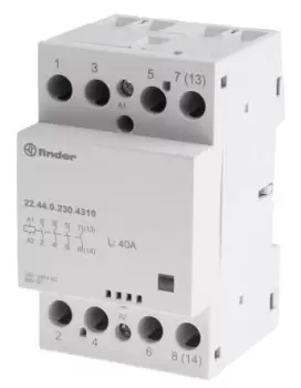 Finder, 240V ac Coil Non-Latching Relay 4NO, 40A Switching Current DIN Rail, 4 Pole, 22.44.0.230.4310