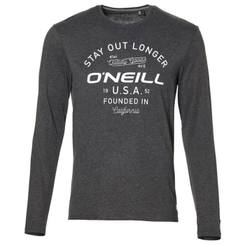 ONeill Stay Out Long Sleeve T Shirt Mens - Dark Grey Melee