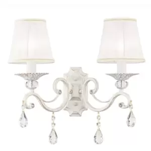 Grace Wall Candle Lamp White with Gold & Crystal, 2 Light, E14