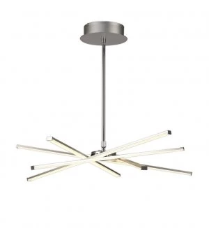 Ceiling Pendant 69cm Round 42W 3000K, 3700lm, Dimmable Silver, Frosted Acrylic, Polished Chrome