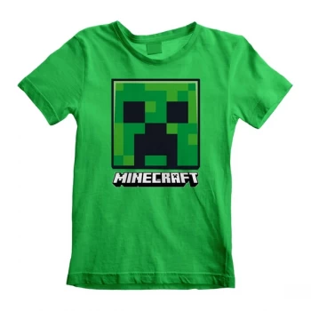 Minecraft - Creeper Face Unisex 5-6 Years T-Shirt - Green