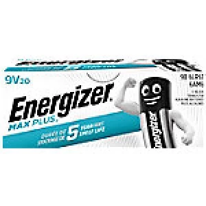 Energizer 9V Alkaline Batteries Max Plus 6LR61 20 Pieces