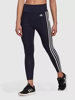 adidas 3 Stripes 7/8 Leggings - Navy/White, Size L, Women