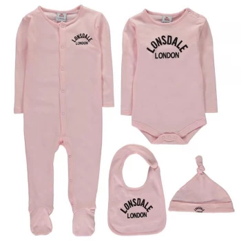 Lonsdale 4 Piece Romper Set Baby - White/Pink