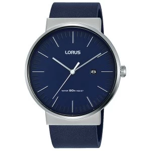 Lorus RH985KX9 Mens Blue Leather Strap Dress Watch with Blue Dial