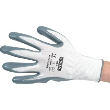 Flat Palm-side Coated Grey/White Gloves - Size 8