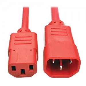 Tripp Lite PDU Power Cord C13 to C14 10A 250V 18 AWG 3ft Red