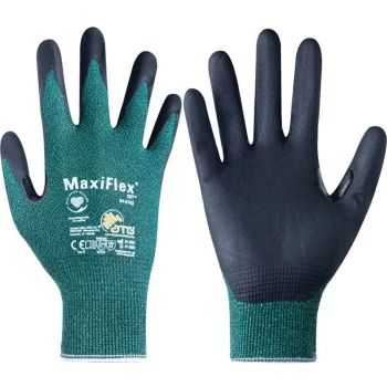 Cut Resistant Gloves, NBR Coated, Black/Green, Size 10 - ATG