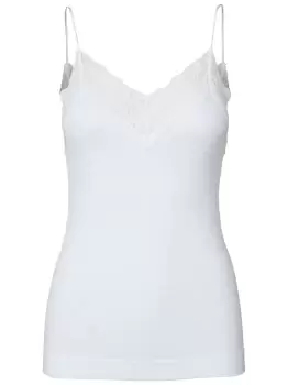 PIECES Lace Detailed Sleeveless Top Women White
