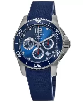 Longines HydroConquest Automatic Chronograph 43mm Blue Dial Blue Rubber Strap Mens Watch L3.883.4.96.9 L3.883.4.96.9