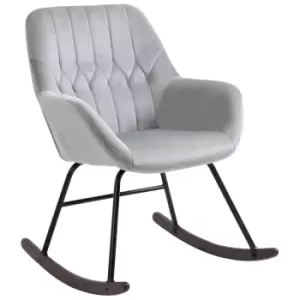 HOMCOM Modern Rocking Armchair With Foam Padding Metal Frame Home Office - Grey