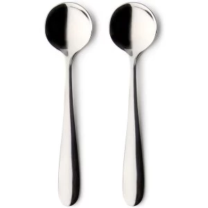 Grunwerg Windsor Carded Set of 2 Stainless Steel Salt and Condiment Spoons Mirror 9.5 x 2.5 x 1 cm