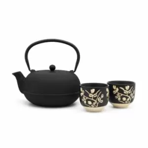 Bredemeijer Gift Set with Sichuan Design Teapot 1.0L in Cast Iron Black with 2 P