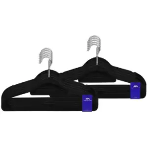 Premium Range Velvet Touch Space Saving Non-Slip Hangers, Medium Black, Pack of 100 - JVL