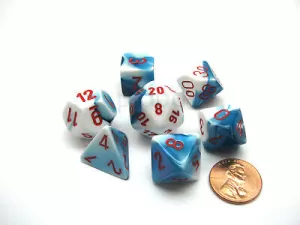 Chessex Gemini Poly 7 Dice Set: Astral Blue-White/Red