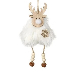 Wooden And Fur Hanging Reindeer