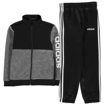 adidas Boys Linear Knit Kids Tracksuit - Grey