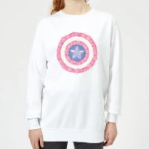 Marvel Captain America Flower Shield Womens Sweatshirt - White - XS