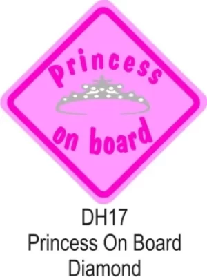 Suction Cup Diamond Window Sign Pink Princess On Board CASTLE PROMOTIONS DH17