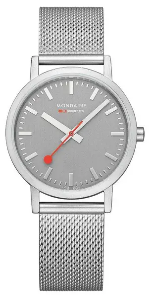 Mondaine A660.30314.80SBJ Classic 36 Mm Good Grey Steel Mesh Watch
