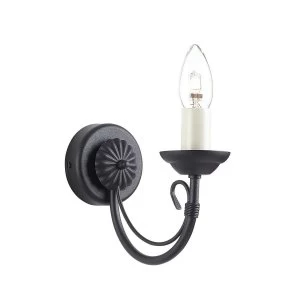 1 Light Indoor Candle Wall Light Black, E14