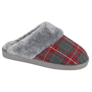 Sleepers Womens/Ladies Leyla Checked Slippers (3 UK) (Red)