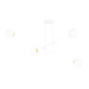 Diarf White/Gold Globe Ceiling Light with White Glass Shades, 4x E14