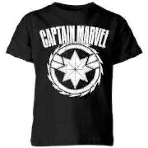 Captain Marvel Logo Kids T-Shirt - Black - 11-12 Years