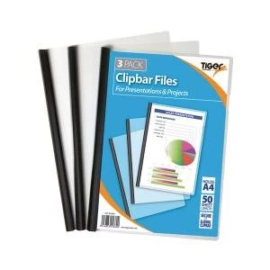Tiger Clipbar A4 Files Clear Pack of 36 301669