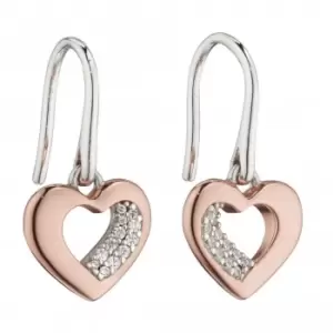 Organic Heart In Rose Gold Plated Cubic Zirconia Earrings E5881C