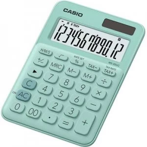 Casio MS-20UC Desk calculator Green Display (digits): 12 solar-powered, battery-powered (W x H x D) 105 x 23 x 149.5 mm