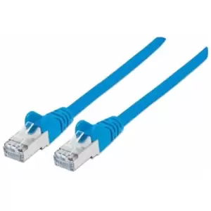 Intellinet Network Patch Cable Cat7 Cable/Cat6A Plugs 1m Blue Copper S/FTP LSOH / LSZH PVC RJ45 Gold Plated Contacts Snagless Booted Lifetime Warranty