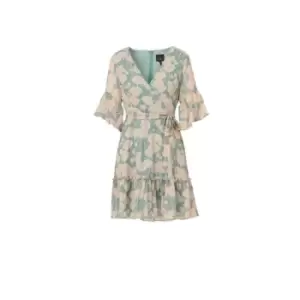 Adrianna Papell Floral Chiffon Tiered Dress - Green