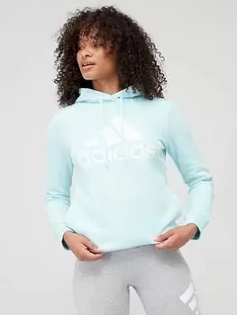 adidas Big Logo Hoodie - Light Blue, Size S, Women