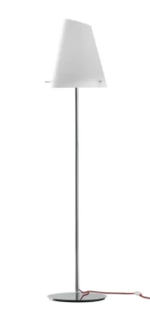 Ermes Floor Lamp With Glass Shade, Chrome, Opal, E27