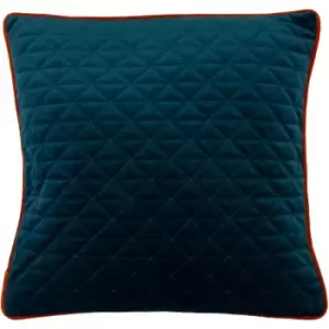 Paoletti - Quartz Quilted Cushion Teal/Jaffa Orange - Teal/Jaffa