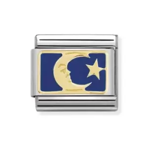 Nomination Classic Gold Blue Moon & Star Charm