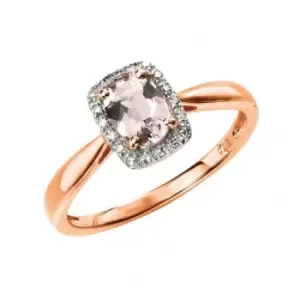 Elements 9ct Rose Gold Diamond And Morganite Ring GR517P