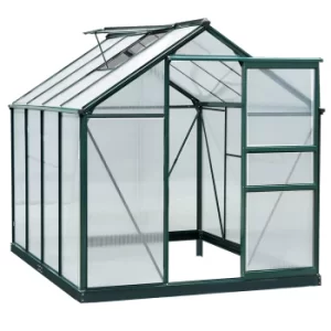 Outsunny Clear Polycarbonate Greenhouse Large Walk-In Green House Garden Plants Grow Galvanized Base Aluminium Frame w/ Slide Door (6 x 8ft)