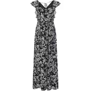 French Connection Floral Drape Strappy Maxi Dress - Black