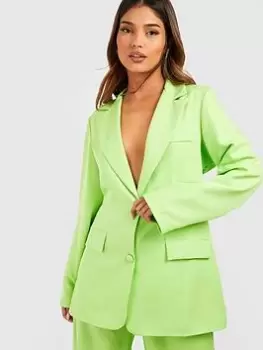 Boohoo Oversized Relaxed Fit Tailored Blazer - Lime, Green, Size 16, Women