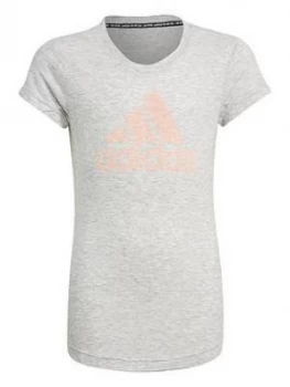 Adidas Girls Junior Jg A Mhe T-Shirt - Grey/Pink